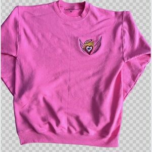 Pink Sweatshirt with Heart and Wings Patch
